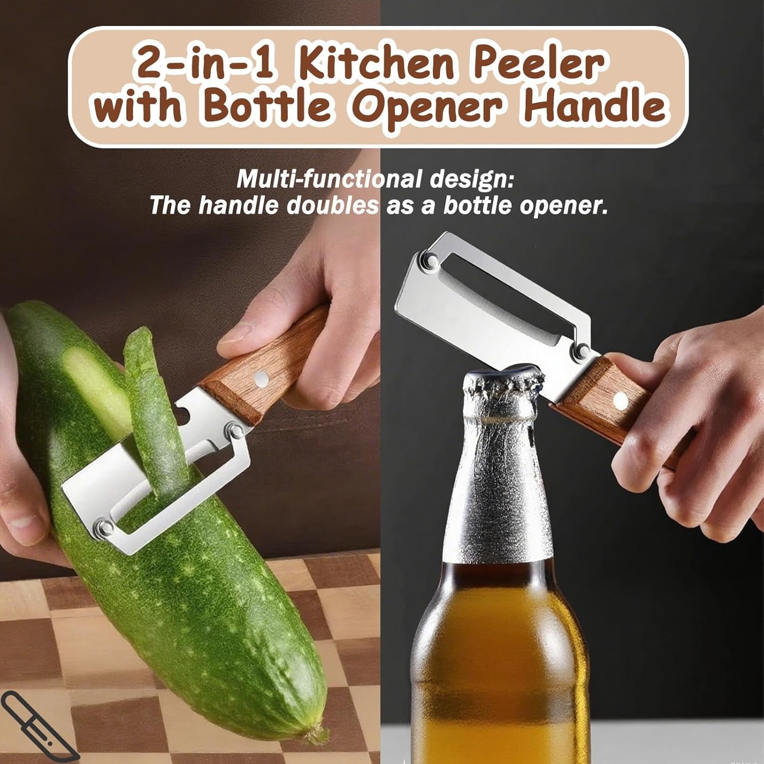 Multi Functional Vegetable Peeler for Kitchen, 3-in-1 Stainless Steel Peeler with Julienne Cutter & Bottle Opener for... - Image 2